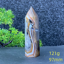 Load image into Gallery viewer, Natural Black Agate and Red Agate Striped Mineral Obelisk for Healing