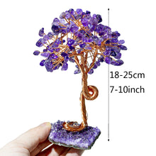 Load image into Gallery viewer, Amethyst Healing Crystal Tree Wrapped with Wire on Natural Crystal Gravel with Base Stone