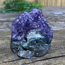 Load image into Gallery viewer, Natural Druzy Amethyst Skull Stone Quartz Specimen