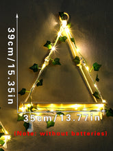 Load image into Gallery viewer, Wood Crystal Display Shelf with Leaf Hanging Decor – LED Floating Wall Shelf for Home &amp; Mineral Collection Display
