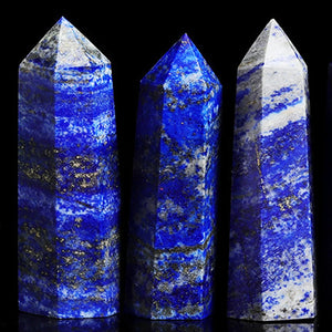 Lapis Lazuli Crystal Point – Hexagonal Tower Wand – Natural Stone for Healing, Decor, or Gifts