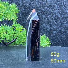Load image into Gallery viewer, Natural Black Agate and Red Agate Striped Mineral Obelisk for Healing