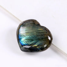 Load image into Gallery viewer, 2PC Natural Labradorite Heart Smooth Polished Flat Back