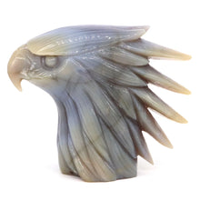 Load image into Gallery viewer, 5.6" Eagle Head Statue Natural Gray Agate Geode Carving Home Decor