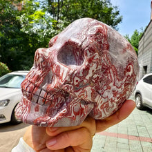 Load image into Gallery viewer, Natural Red-Textured Agate Polished Skull Carving
