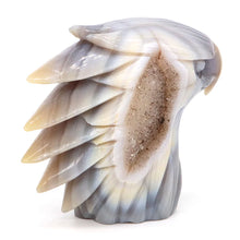 Load image into Gallery viewer, 5.6" Eagle Head Statue Natural Gray Agate Geode Carving Home Decor