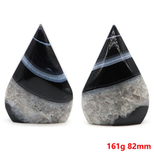 Load image into Gallery viewer, 1PC Natural Black Agate Silk Stripe Free Form Torch Shaped for Healing