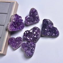 Load image into Gallery viewer, Natural Amethyst Heart Shaped Cluster Healing Crystal