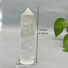 Load image into Gallery viewer, 1PC Hand Carved Selenite Crystal Tower with Dragon &amp; Phoenix