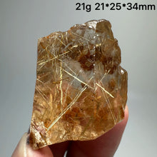 Load image into Gallery viewer, 1PC Natural Brazilian Gold Rutilated Quartz Crystal and Hematite Symbiosis Mineral Specimen Home Decor
