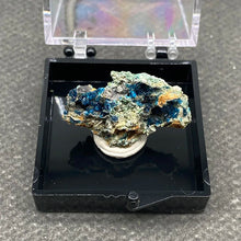 Load image into Gallery viewer, Natural Blue Stibiconite Mineral Specimen – Rare Crystal Gemstone Collection with Display Box