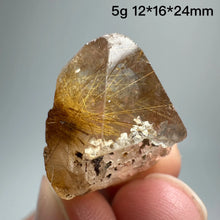 Load image into Gallery viewer, 1PC Natural Brazilian Gold Rutilated Quartz Crystal and Hematite Symbiosis Mineral Specimen Home Decor