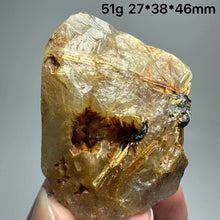 Load image into Gallery viewer, 1PC Natural Brazilian Gold Rutilated Quartz Crystal and Hematite Symbiosis Mineral Specimen Home Decor
