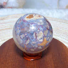 Load image into Gallery viewer, Natural Blue Flower Agate Sphere