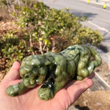 Load image into Gallery viewer, 15cm Ophiolite Green Jade Tiger Statue Carving