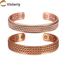 Load image into Gallery viewer, Twisted Pure Copper Bracelet for Men Women Magnetic Therapy Adjustable 12mm Wide for Healing Energy