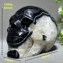 Load image into Gallery viewer, 1PC Natural Black Agate Skull Carving Home Decor