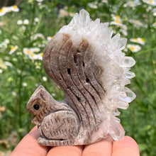 Load image into Gallery viewer, 1PC Natural Clear Quartz Squirrel Statue Crystal Carving Home Decor