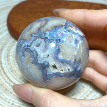 Load image into Gallery viewer, Natural Blue Flower Agate Sphere