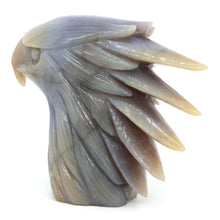 Load image into Gallery viewer, 5.6" Eagle Head Statue Natural Gray Agate Geode Carving Home Decor