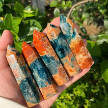 Load image into Gallery viewer, 1PC Unique Blue Apatite Combined with Sunstone Obelisk for Healing