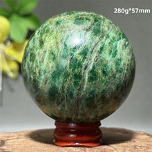Load image into Gallery viewer, Natural Emerald Crystal Sphere – Quartz Mineral Ball with Base for Home Decor, Meditation &amp; Collection