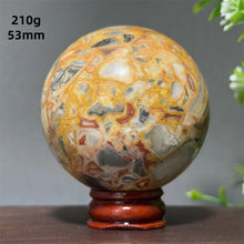 Load image into Gallery viewer, Natural Crazy Agate Crystal Sphere – Gemstone Meditation Ball with Display Base for Collection &amp; Home Decor