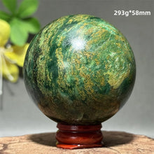 Load image into Gallery viewer, Natural Emerald Crystal Sphere – Quartz Mineral Ball with Base for Home Decor, Meditation &amp; Collection