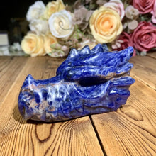 Load image into Gallery viewer, 4" Natural Sodalite Dragon Skull Carving