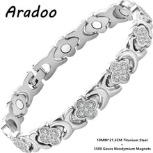 Load image into Gallery viewer, Pure Copper Magnetic Bracelet for Women with Lucky Clover Design
