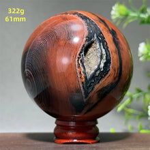 Load image into Gallery viewer, Natural Striped Agate Crystal Sphere – Quartz Mineral Specimen for Collection, Meditation &amp; Home Decor