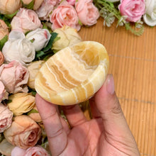 Load image into Gallery viewer, 1PC Carved Orange Calcite Bowl Polished Stone Home Decor