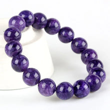 Load image into Gallery viewer, Natural Charoite &amp; Amethyst Beads Bracelet – Women’s Crystal Jewelry – Elastic Single Circle Rope – Fashion &amp; Healing Gift