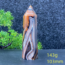 Load image into Gallery viewer, Natural Black Agate and Red Agate Striped Mineral Obelisk for Healing