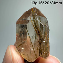 Load image into Gallery viewer, 1PC Natural Brazilian Gold Rutilated Quartz Crystal and Hematite Symbiosis Mineral Specimen Home Decor
