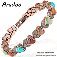 Load image into Gallery viewer, Pure Copper Bracelet for Women with Turquoise Ultra Strength Magnetic Wristband