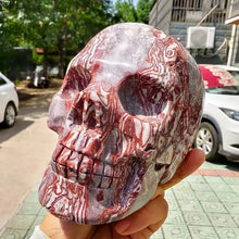 Load image into Gallery viewer, Natural Red-Textured Agate Polished Skull Carving