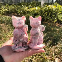 Load image into Gallery viewer, 1PC Natural Pink Opal Cat Carving Hand Polished Home Decor