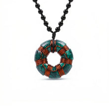 Load image into Gallery viewer, Natural Malachite Donut Shaped Orgonite Pendant Necklace Handmade with Copper Coil for Women