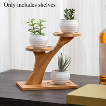Load image into Gallery viewer, Bamboo Crystal Display Stand – 2 Tier Desktop Shelf Organizer for Crystals, Minerals &amp; Home Decor Collection