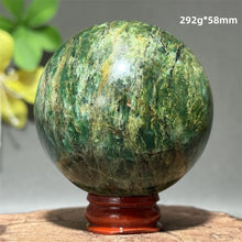 Load image into Gallery viewer, Natural Emerald Crystal Sphere – Quartz Mineral Ball with Base for Home Decor, Meditation &amp; Collection