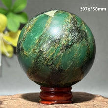 Load image into Gallery viewer, Natural Emerald Crystal Sphere – Quartz Mineral Ball with Base for Home Decor, Meditation &amp; Collection