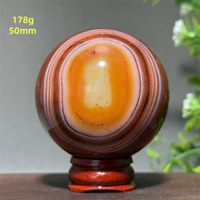 Load image into Gallery viewer, Natural Striped Agate Crystal Sphere – Quartz Mineral Specimen for Collection, Meditation &amp; Home Decor