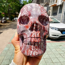Load image into Gallery viewer, Natural Red-Textured Agate Polished Skull Carving
