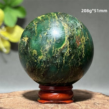 Load image into Gallery viewer, Natural Emerald Crystal Sphere – Quartz Mineral Ball with Base for Home Decor, Meditation &amp; Collection