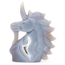 Load image into Gallery viewer, 5" Natural Unicorn Statue Crazy Agate Geode Crystal Carving Home Decor