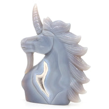 Load image into Gallery viewer, 5" Natural Unicorn Statue Crazy Agate Geode Crystal Carving Home Decor