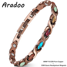 Load image into Gallery viewer, Pure Copper Bracelet for Women with Turquoise Ultra Strength Magnetic Wristband