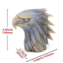 Load image into Gallery viewer, 5.6" Eagle Head Statue Natural Gray Agate Geode Carving Home Decor