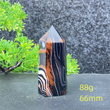 Load image into Gallery viewer, Natural Black Agate and Red Agate Striped Mineral Obelisk for Healing